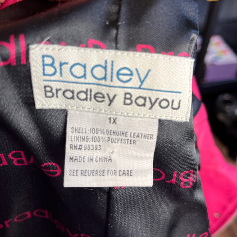 Vintage 90s Bradley Bayou Pink Leather Jacket 1X Boxy Hidden Placket - Picture 7 of 7